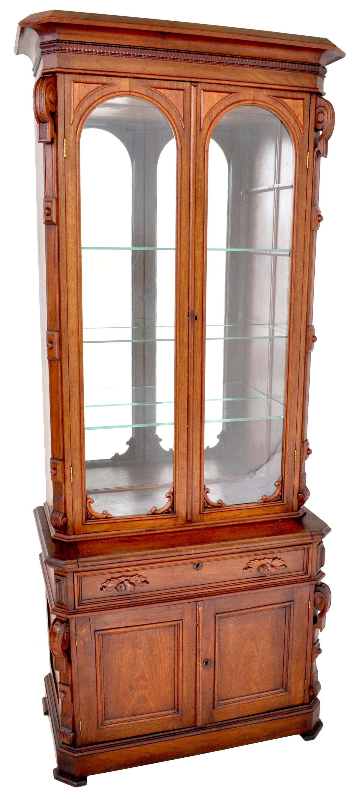 Antique American Walnut Renaissance Revival Bookcase, Circa 1870