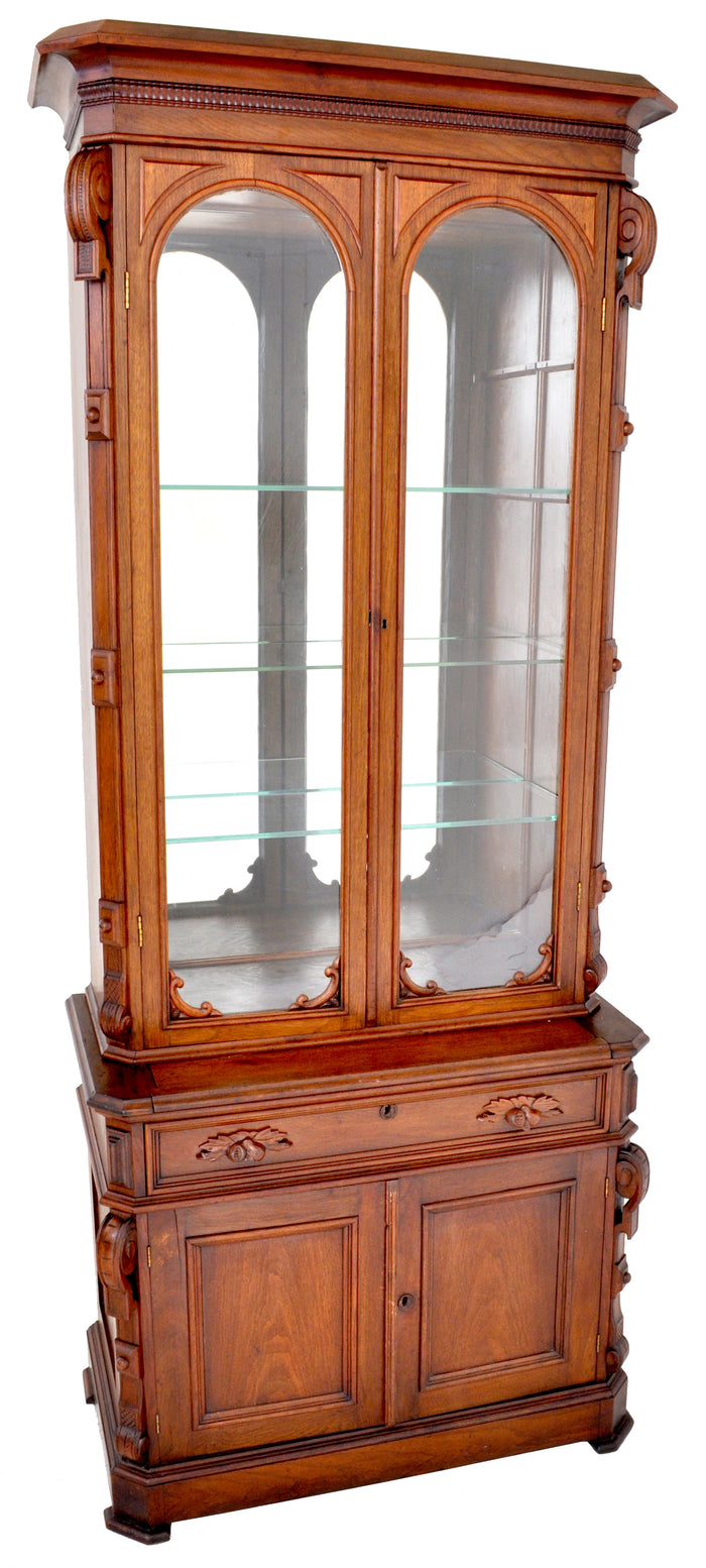 Antique American Walnut Renaissance Revival Bookcase, Circa 1870