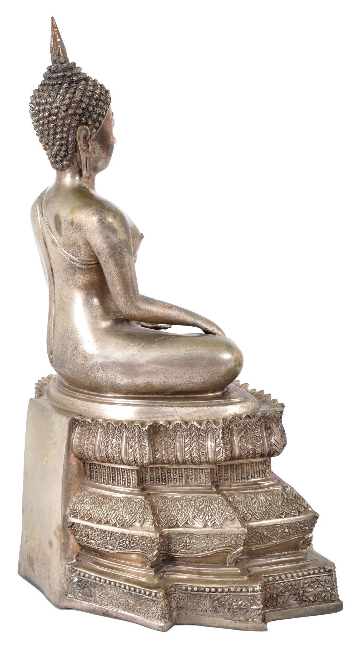 Large Antique 19th Century Tibetan Silver Gilt Bronze Buddha Statue / Sculpture, circa 1850