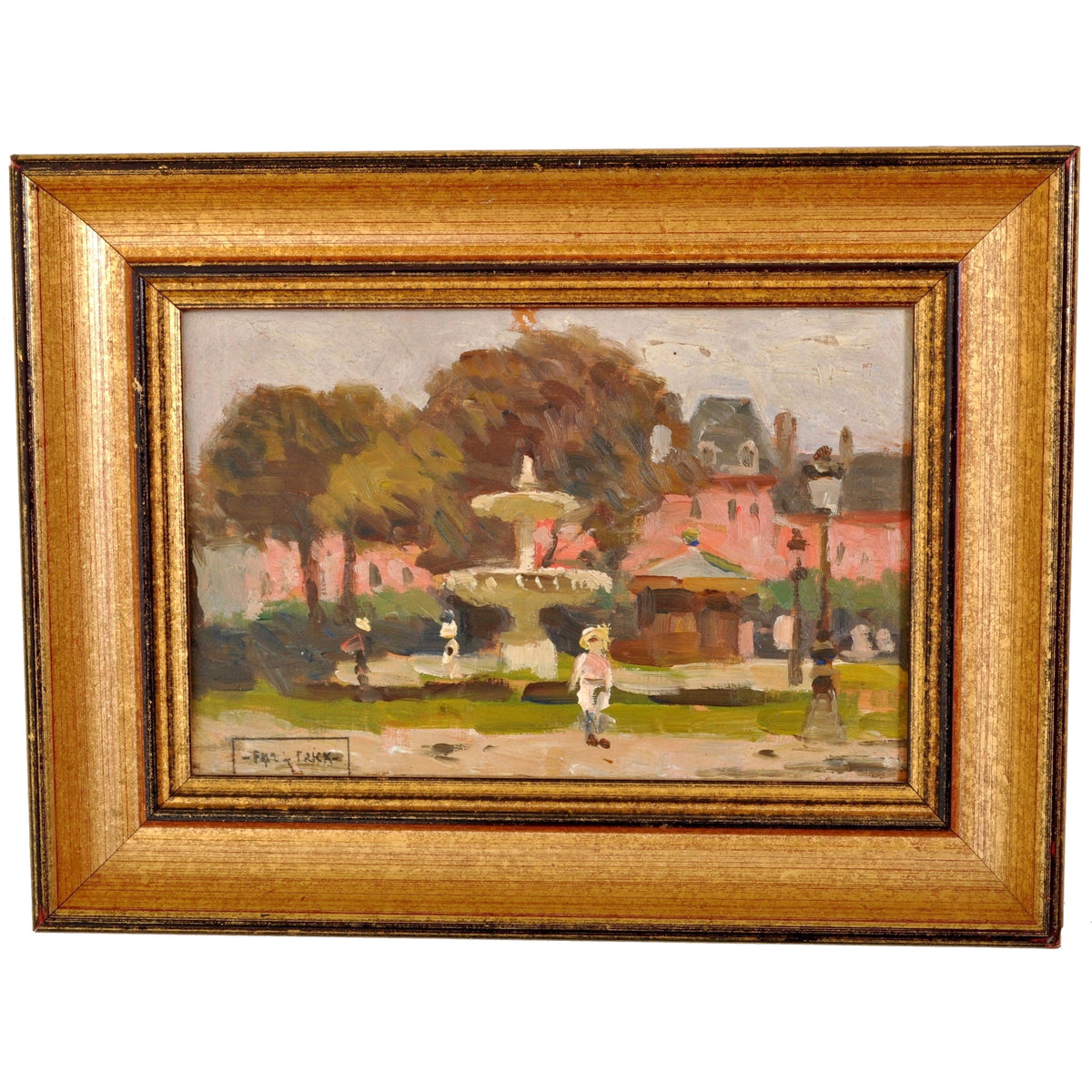Antique French Impressionist Oil Painting "Place des Vosges", Paris, Paul de Frick 1908