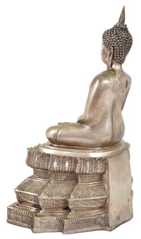 Large Antique 19th Century Tibetan Silver Gilt Bronze Buddha Statue / Sculpture, circa 1850