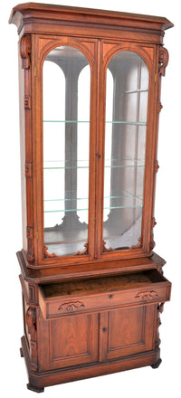 Antique American Walnut Renaissance Revival Bookcase, Circa 1870