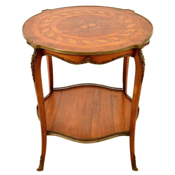 Antique 19th Century French Louis XV Marquetry & Ormolu Side / Center Table, circa 1880