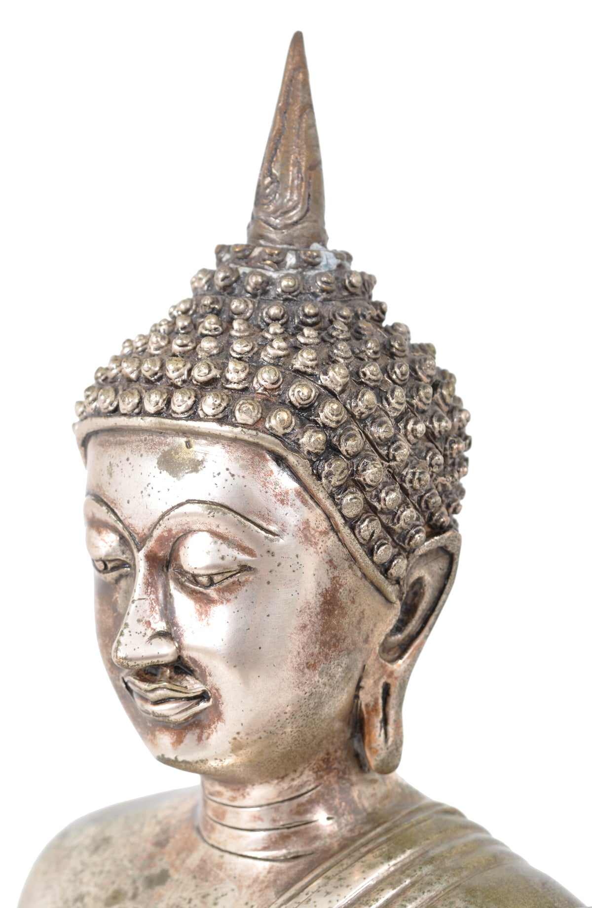 Large Antique 19th Century Tibetan Silver Gilt Bronze Buddha Statue / Sculpture, circa 1850