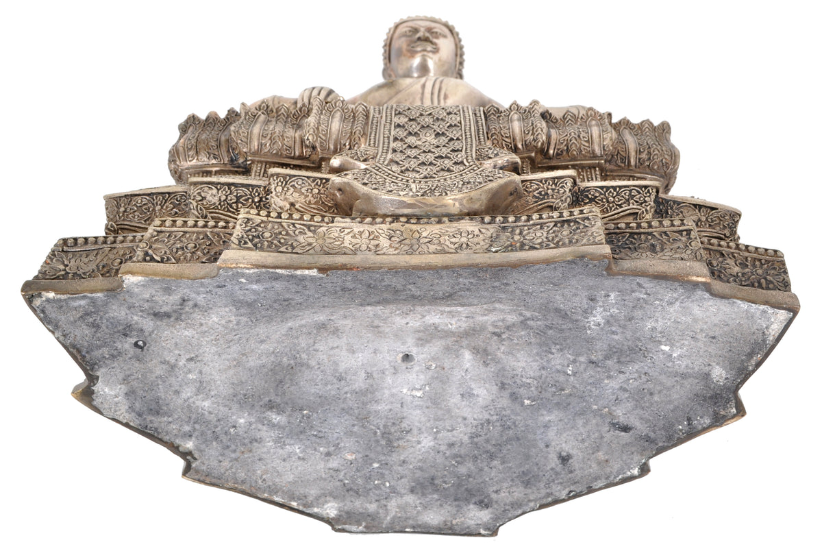 Large Antique 19th Century Tibetan Silver Gilt Bronze Buddha Statue / Sculpture, circa 1850