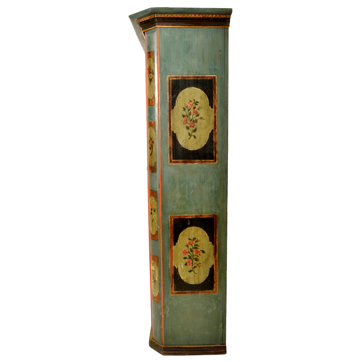 Antique Folk Painted German Bohemian Wedding / Marriage / Dowry Cabinet / Armoire, circa 1820