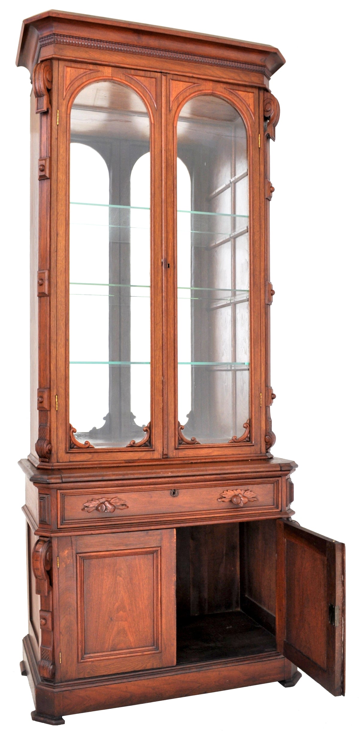 Antique American Walnut Renaissance Revival Bookcase, Circa 1870