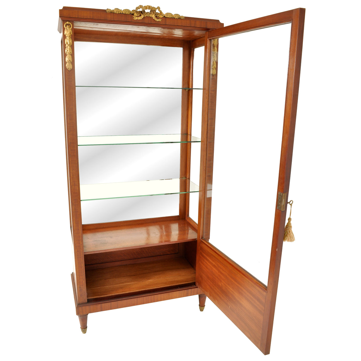 Antique French Louis XVI Inlaid Walnut Vitrine / Bibliotheque / Bookcase, circa 1890