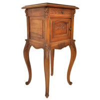 Antique French Provincial Louis XVI Carved Walnut & Marble Nightstand / Table, circa 1880