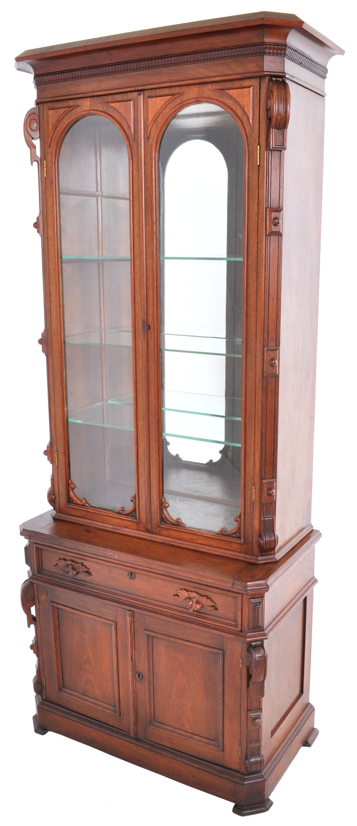 Antique American Walnut Renaissance Revival Bookcase, Circa 1870