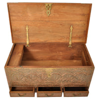 Antique Zanzibar Omani Teak & Brass Studded Copper Clad Dowry Chest Trunk, 1880