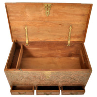 Antique Zanzibar Omani Teak & Brass Studded Copper Clad Dowry Chest Trunk, 1880