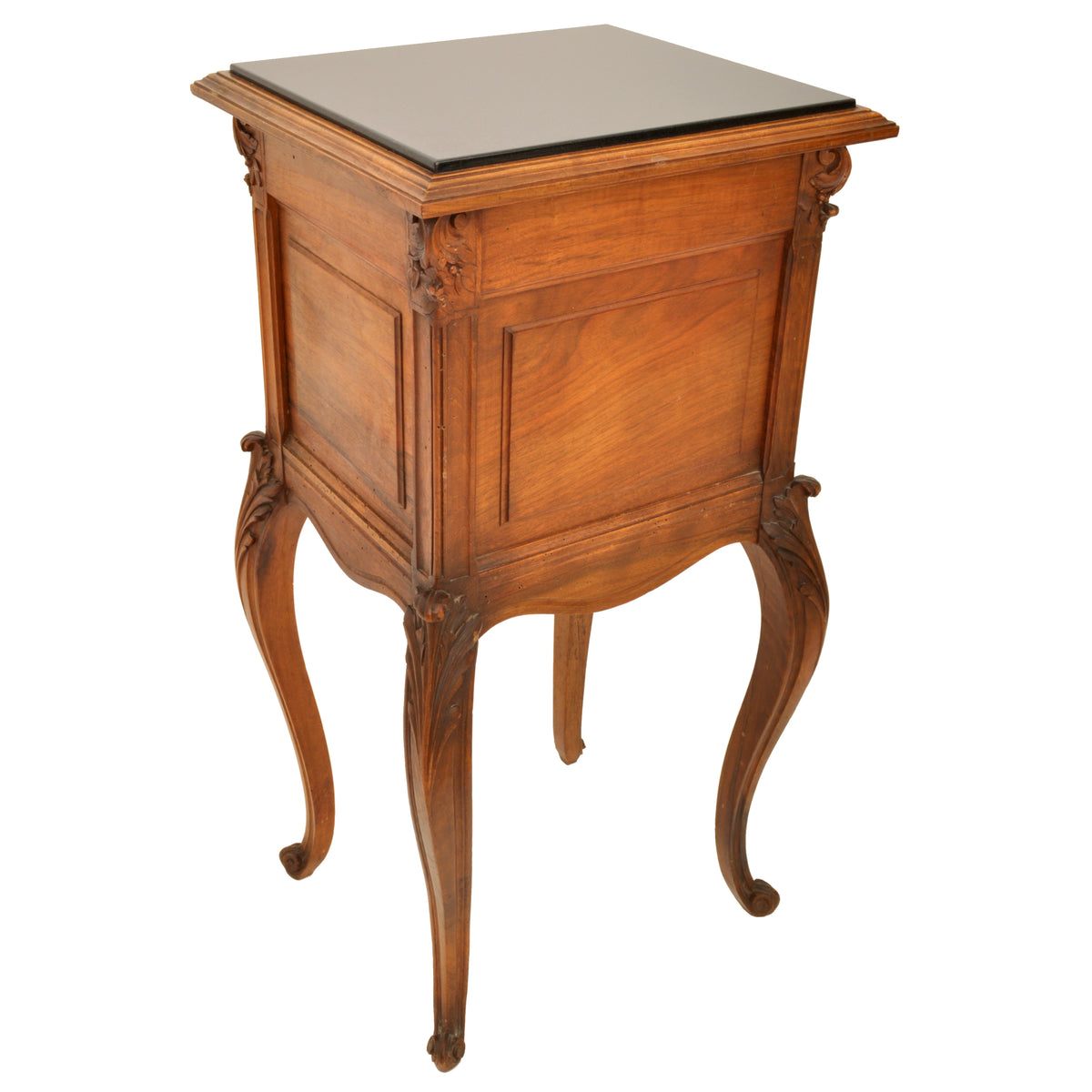 Antique French Provincial Louis XVI Carved Walnut & Marble Nightstand / Table, circa 1880