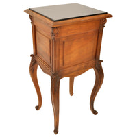 Antique French Provincial Louis XVI Carved Walnut & Marble Nightstand / Table, circa 1880