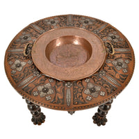 Antique 17th Century Style Spanish Walnut & Brass Iron Warming / Brazier Table, circa 1880