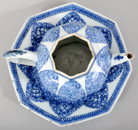 Antique 17th Century Chinese Kangxi Period Blue and White Teapot and Stand in the Islamic Style, circa 1650