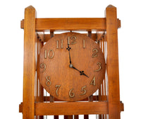 Antique American Mission Arts & Crafts Oak 8-Day Grandfather Tall Case Clock, Circa 1900