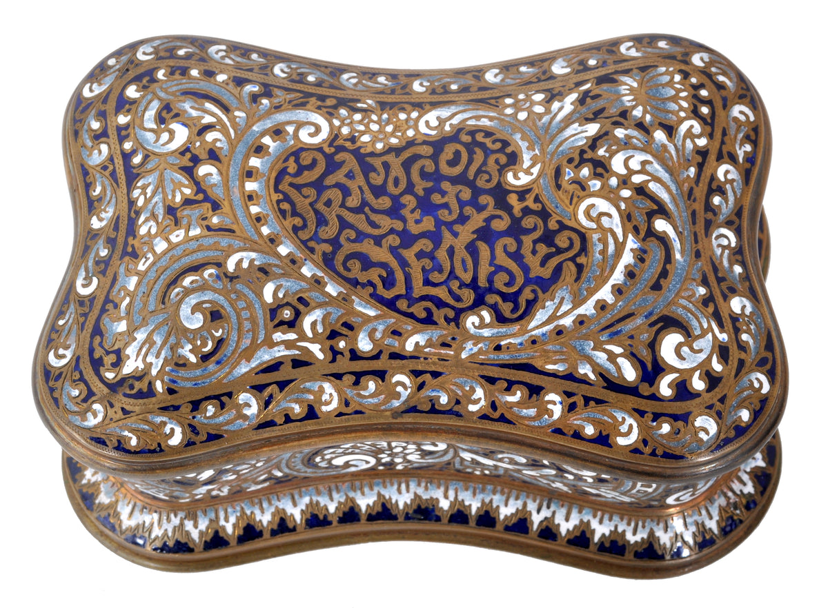 Fine Antique French Art Nouveau Bronze Champlevé Enamel lidded Jewelry Box, circa 1900