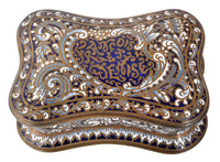 Fine Antique French Art Nouveau Bronze Champlevé Enamel lidded Jewelry Box, circa 1900