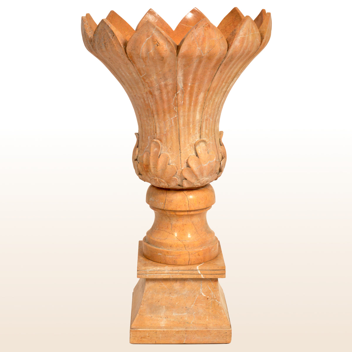 Monumental Pair of Antique 19th Century Italian Sienna Marble Urns / Planters circa 1830