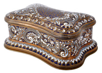 Fine Antique French Art Nouveau Bronze Champlevé Enamel lidded Jewelry Box, circa 1900