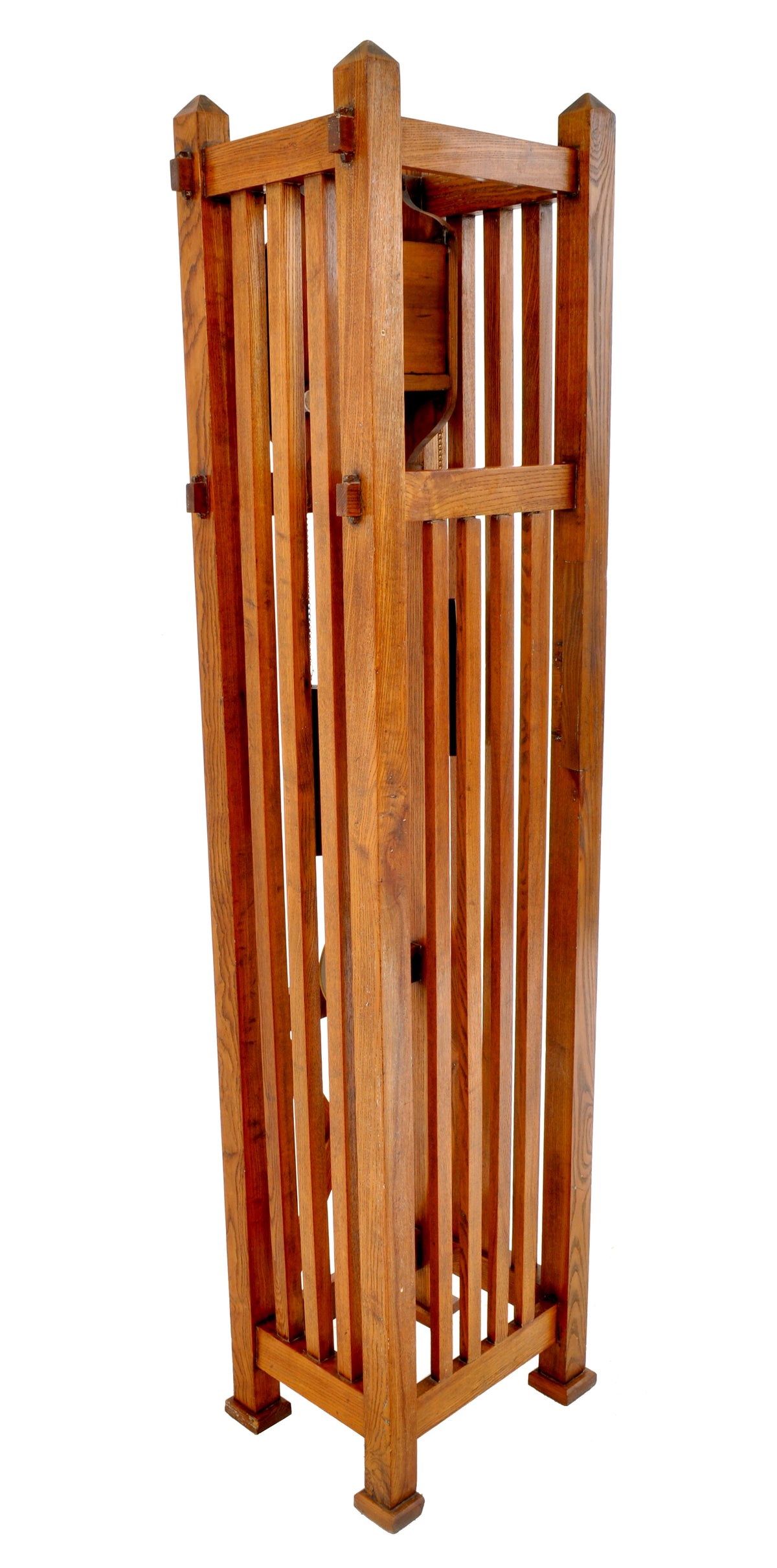 Antique American Mission Arts & Crafts Oak 8-Day Grandfather Tall Case Clock, Circa 1900