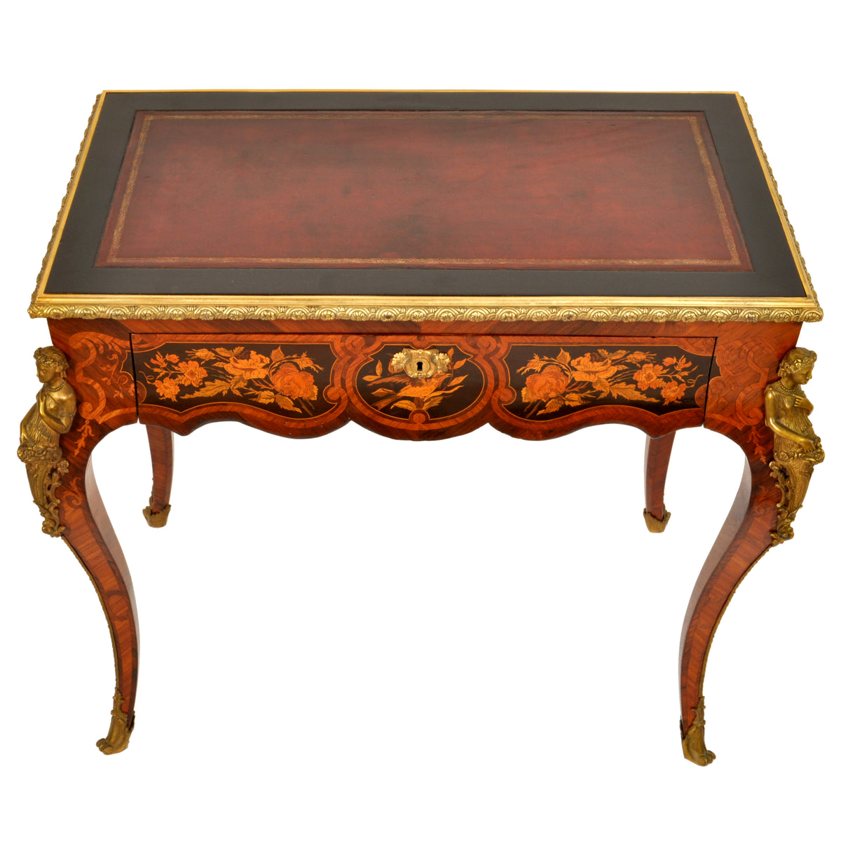 Antique 19th Century French Louis XVI Marquetry Ormolu Writing Desk / Table, circa 1895
