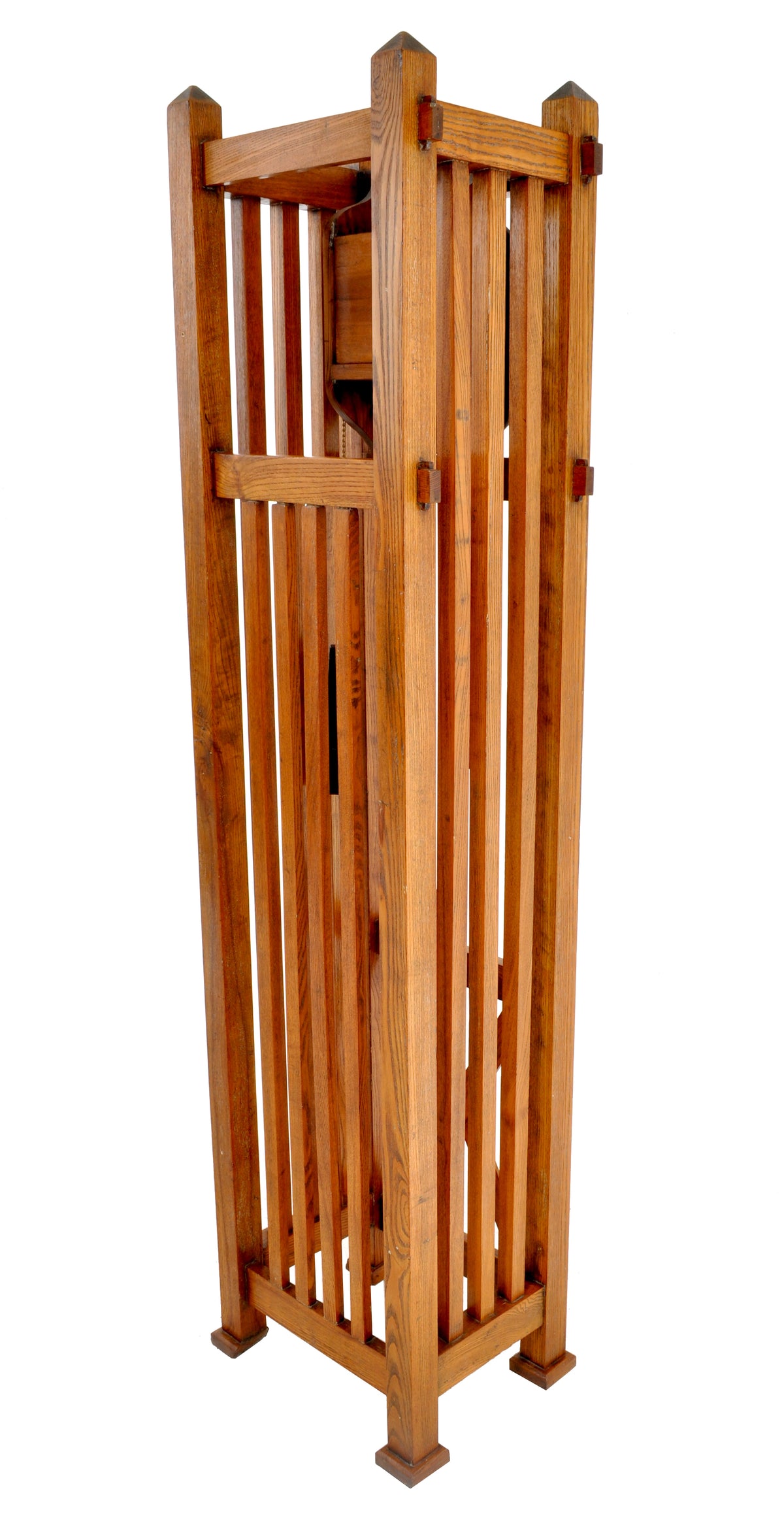Antique American Mission Arts & Crafts Oak 8-Day Grandfather Tall Case Clock, Circa 1900