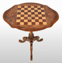 Antique American Victorian Walnut Tripod Games / Chess Table, circa 1870