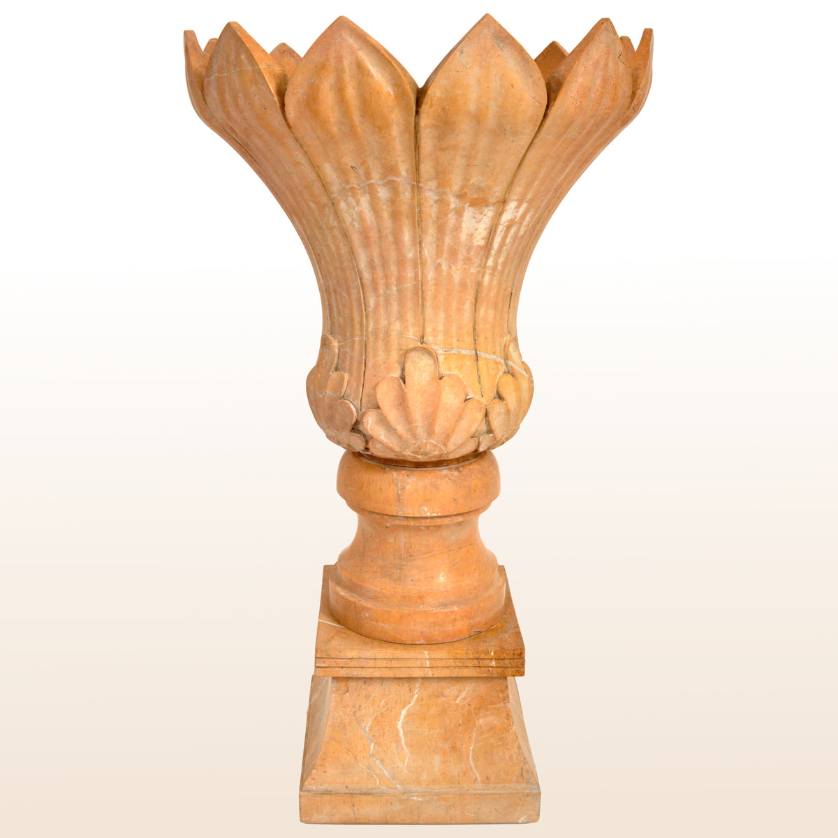 Monumental Pair of Antique 19th Century Italian Sienna Marble Urns / Planters circa 1830