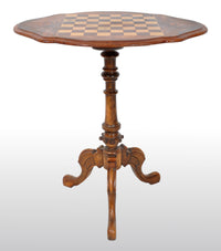 Antique American Victorian Walnut Tripod Games / Chess Table, circa 1870