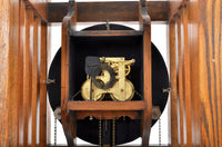 Antique American Mission Arts & Crafts Oak 8-Day Grandfather Tall Case Clock, Circa 1900