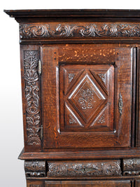 Antique French Baroque Carved Oak Court Cabinet, circa 1750