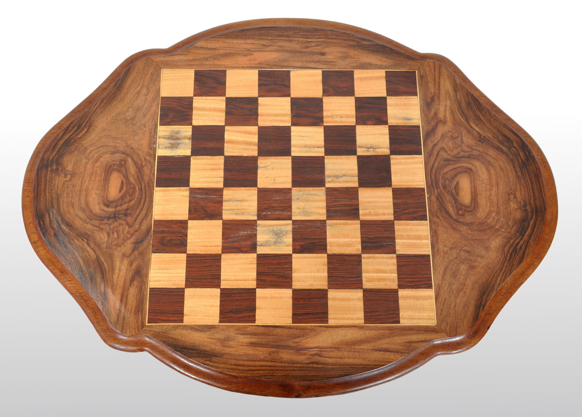 Antique American Victorian Walnut Tripod Games / Chess Table, circa 1870