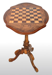 Antique American Victorian Walnut Tripod Games / Chess Table, circa 1870