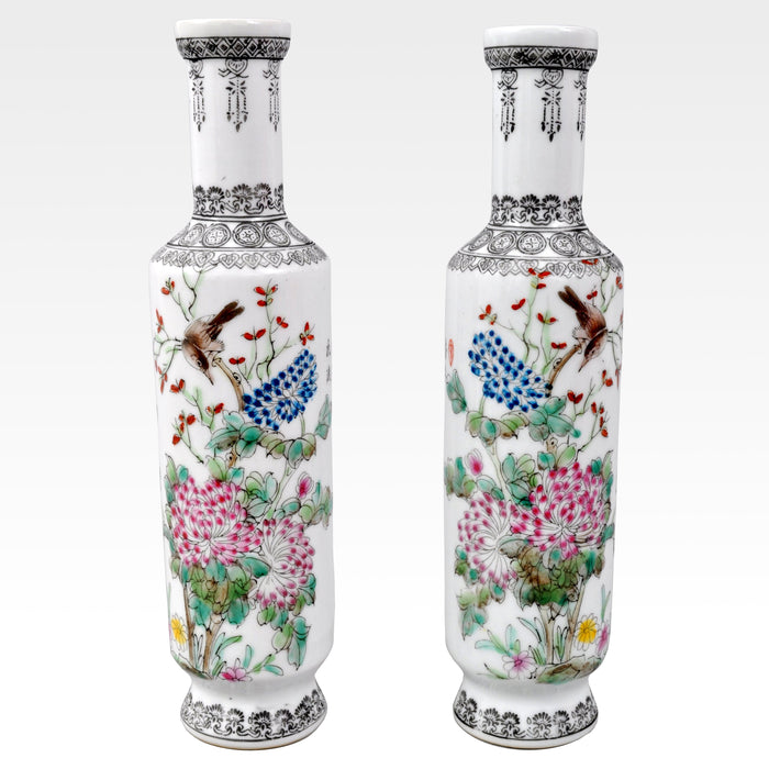 Pair of Antique Chinese Republic Period Porcelain Vases, Circa 1915