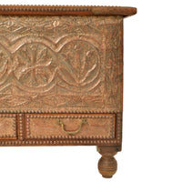 Antique Zanzibar Omani Teak & Brass Studded Copper Clad Dowry Chest Trunk, 1880