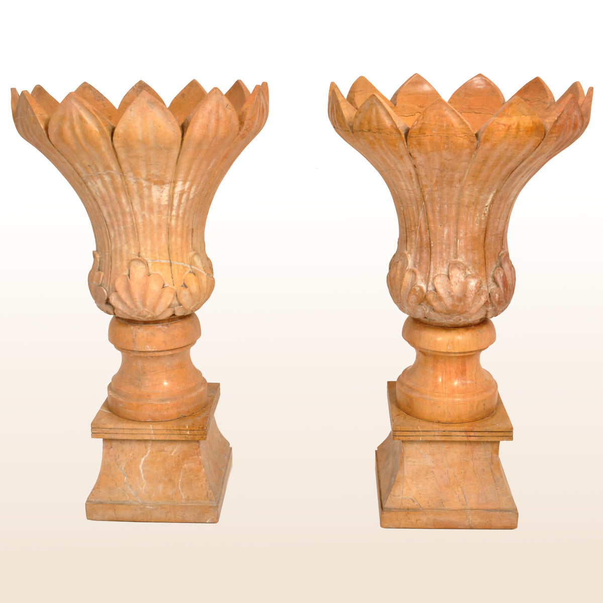 Monumental Pair of Antique 19th Century Italian Sienna Marble Urns / Planters circa 1830