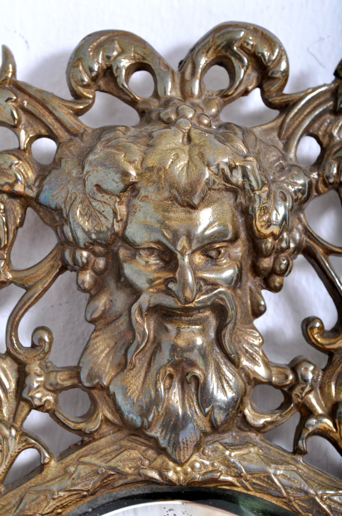 Antique Neoclassical French Brass Wall Mirror with Candle Sconces, circa 1890