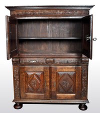 Antique French Baroque Carved Oak Court Cabinet, circa 1750