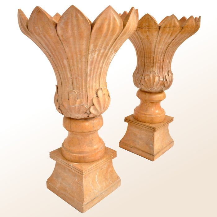 Monumental Pair of Antique 19th Century Italian Sienna Marble Urns / Planters circa 1830