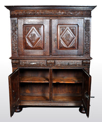 Antique French Baroque Carved Oak Court Cabinet, circa 1750
