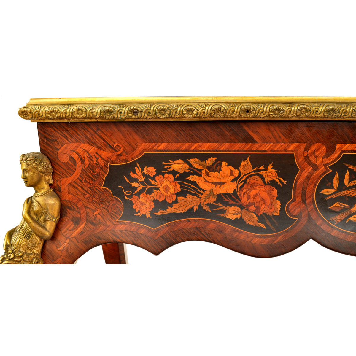 Antique 19th Century French Louis XVI Marquetry Ormolu Writing Desk / Table, circa 1895