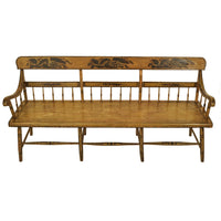 Antique American Colonial Federal Baltimore Painted Spindled Windsor Bench, circa 1820