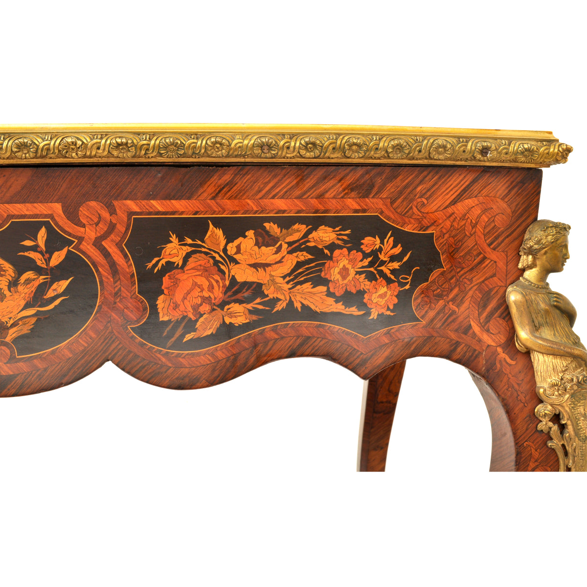 Antique 19th Century French Louis XVI Marquetry Ormolu Writing Desk / Table, circa 1895