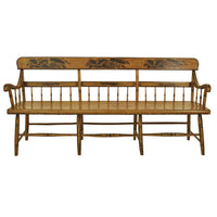 Antique American Colonial Federal Baltimore Painted Spindled Windsor Bench, circa 1820