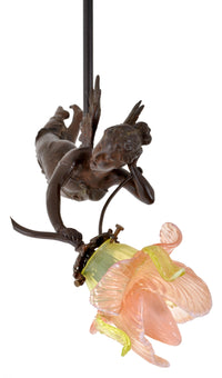 Antique French Bronze Art Nouveau Flying Maiden Chandelier / Light / Lamp, circa 1900