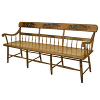 Antique American Colonial Federal Baltimore Painted Spindled Windsor Bench, circa 1820