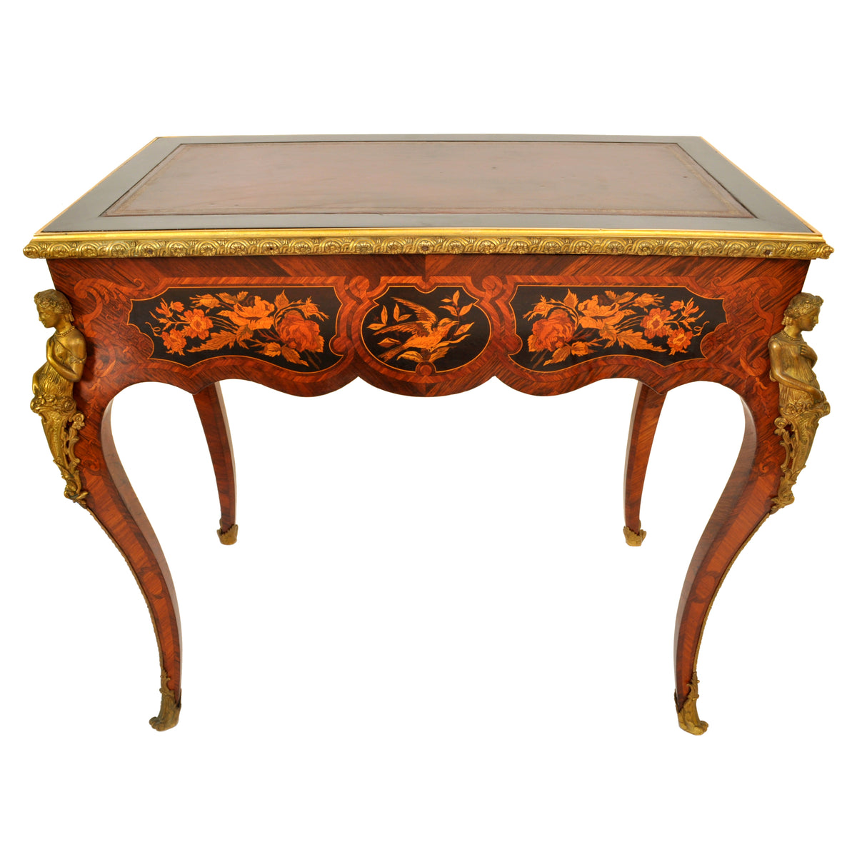 Antique 19th Century French Louis XVI Marquetry Ormolu Writing Desk / Table, circa 1895