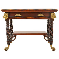 Antique American Merklen Brothers of New York Walnut Barley Twist Library / Writing Table, circa 1885